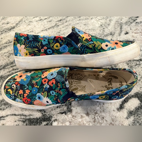 RIFLE PAPER Co. 🌺 KEDS -Sneakers / SlipOns , Blue, Green & Pink Floral Design - Picture 7 of 9